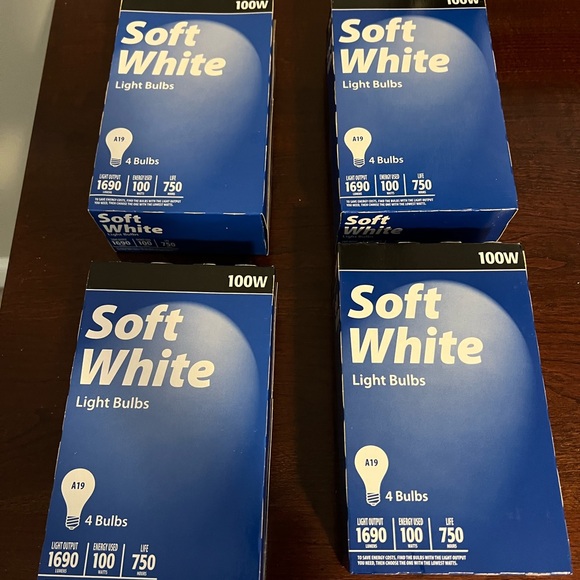 Light Bulbs Soft White 100 Watt Light Bulbs - 1 Pack of 4 Bulbs incandescent - Picture 4 of 7